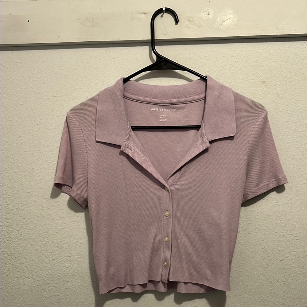 American Eagle Outfitters Women's Purple Button-Up Top